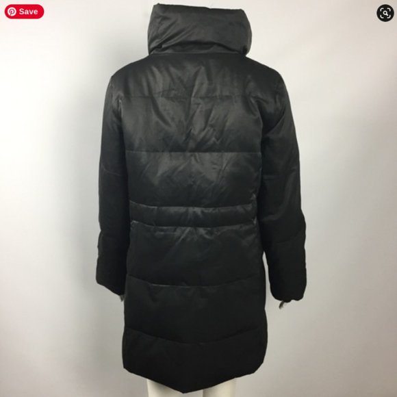 J. Jill Black Down Filled Snap Front 3/4 Length Long Hooded Coat, XL - Picture 2 of 5